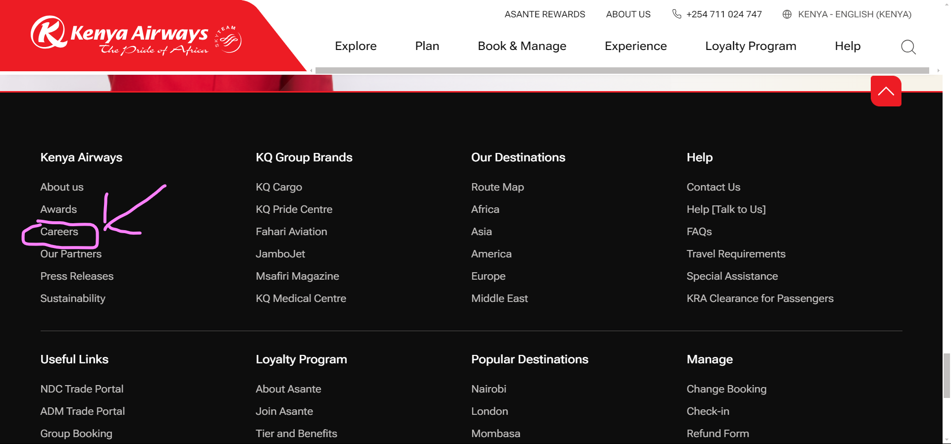 kenya airways home page